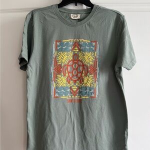 Green Short Sleeve Tee with Psychedelic Art
